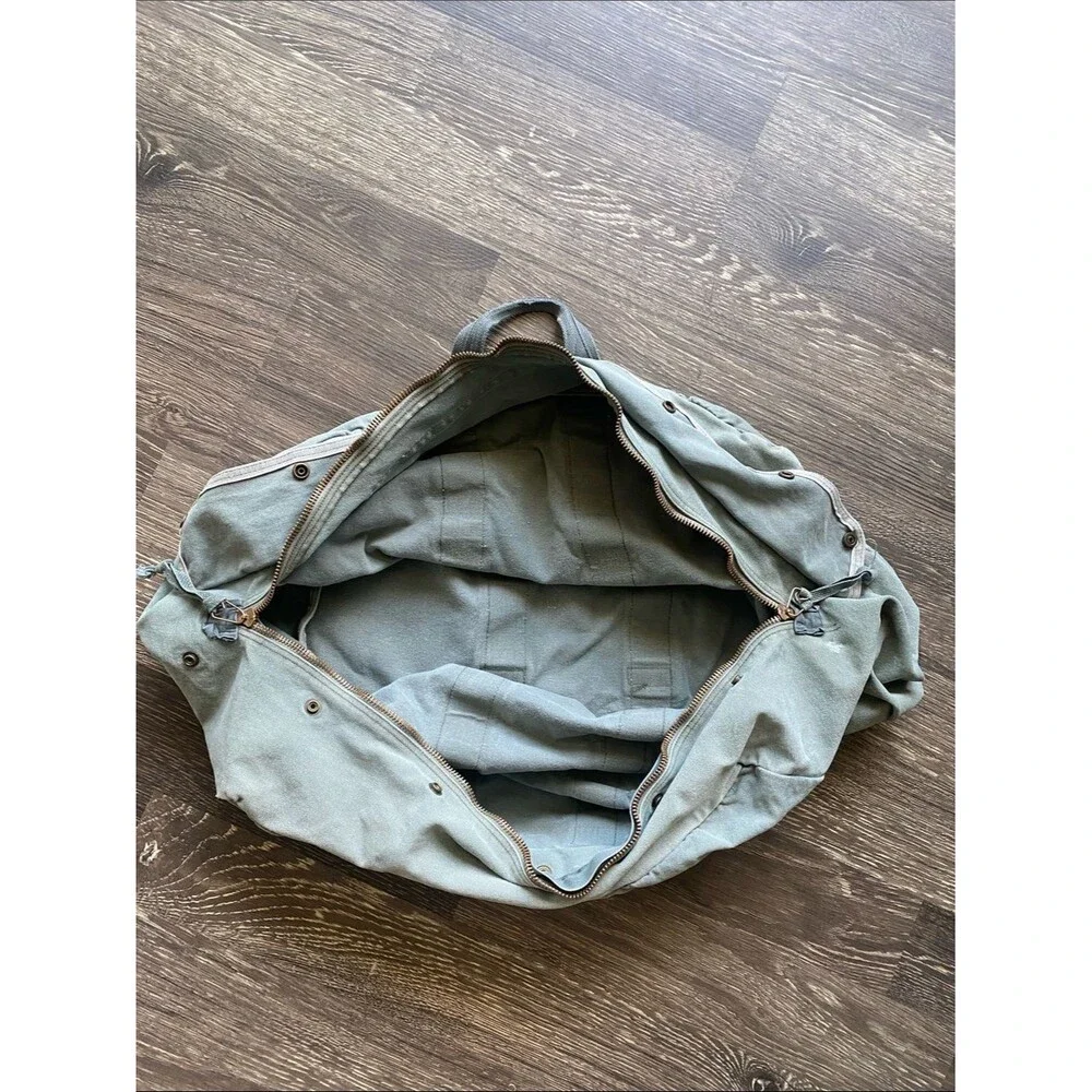 Vintage Military Duffel Bag / Kit Bag Olive Green Canvas Large Utility Carry Bag